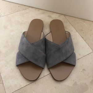RAYE gray suede slide sandals 6.5